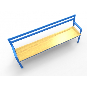 Ławka wolnostojąca metalowa z drewnianym siedziskiem